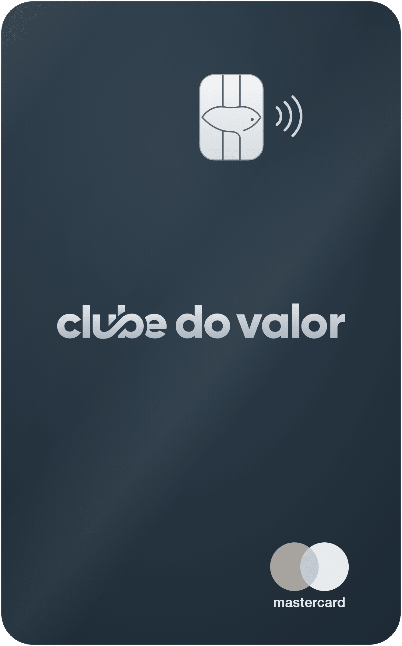 Frente do cartão Clube do Valor Mastercard, em metal escuro